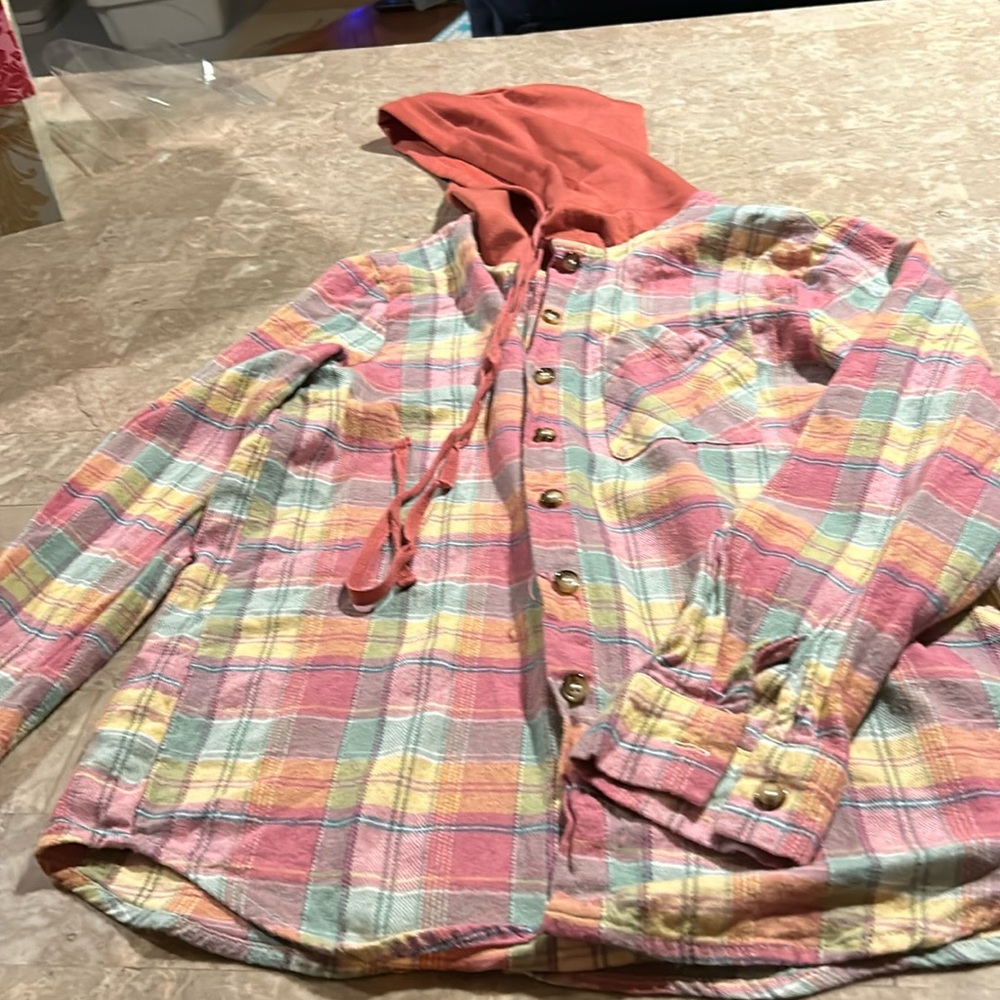 Size small Shirley and stone plaid hoodie